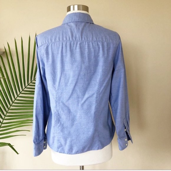 Talbots Jewel Embellished Blue Shirt Petite 6 - Picture 3 of 7